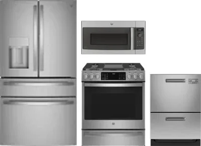 4 Piece Package Includes Refrigerator, Range, Microwave And Dishwasher